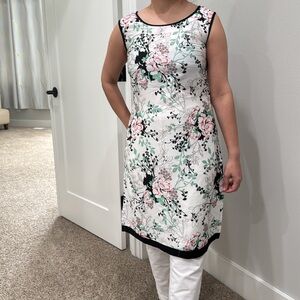 Floral white sleeveless kurti top tunic top with side slits